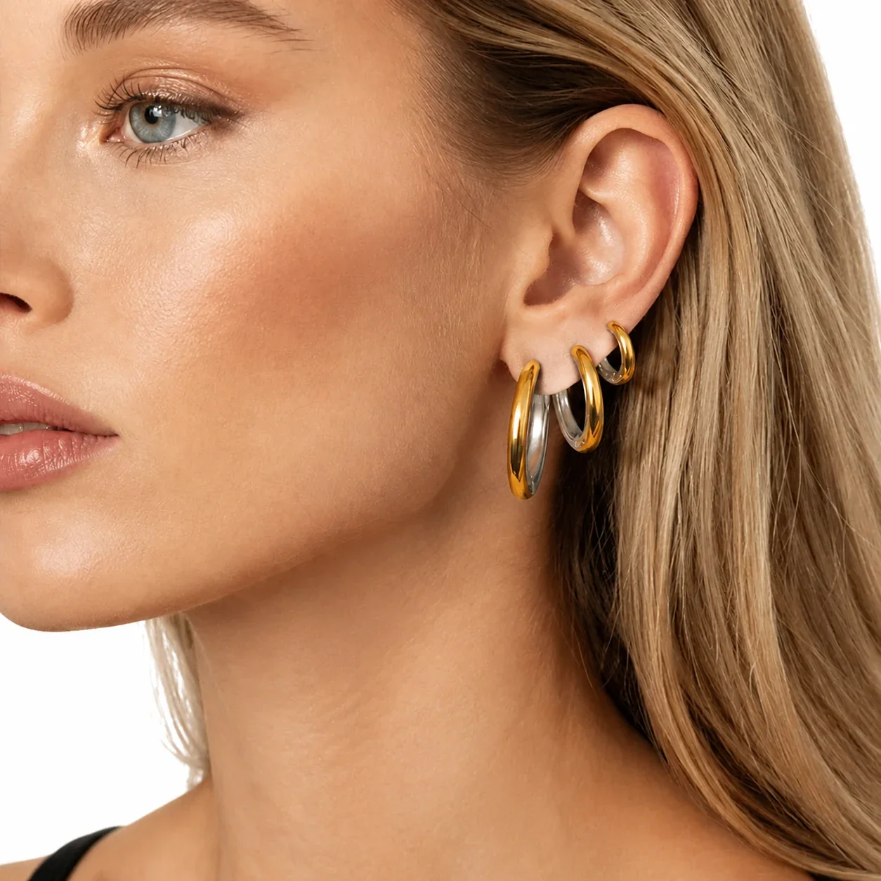 Sculptural 316L Oval Dome Hinged Hoop Earrings