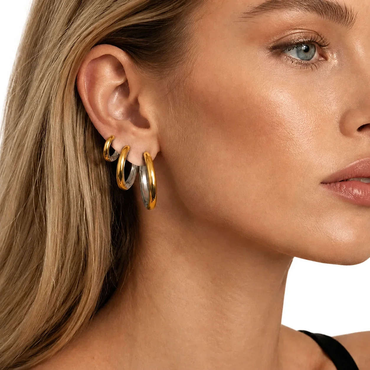 Sculptural 316L Oval Dome Hinged Hoop Earrings