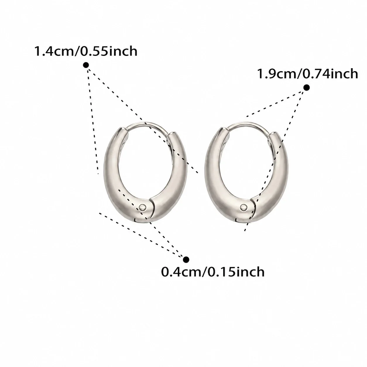 Sculptural 316L Oval Dome Hinged Hoop Earrings - Gold 14 mm