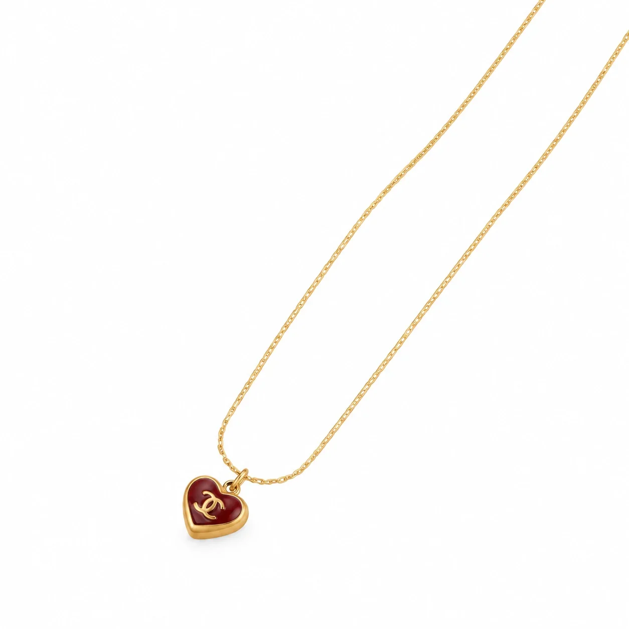 Foto prodotto: Pendant Necklace, Heart & Round Motifs, Gold-Plated Stainless Steel