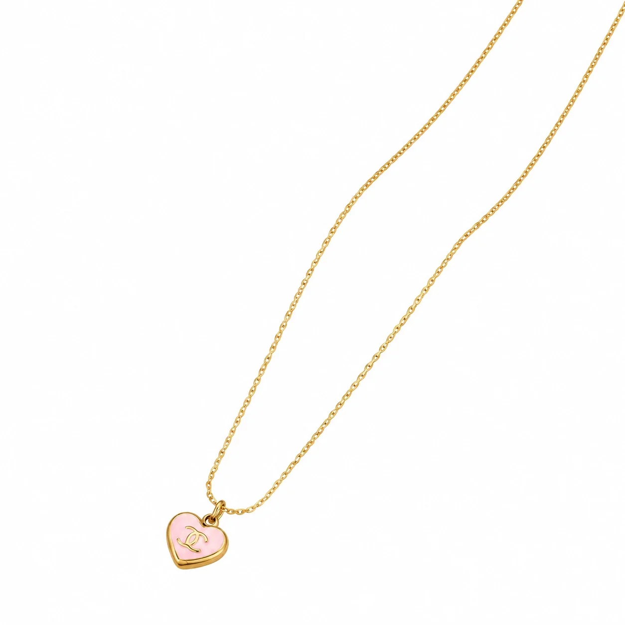 Foto prodotto: Pendant Necklace, Heart & Round Motifs, Gold-Plated Stainless Steel