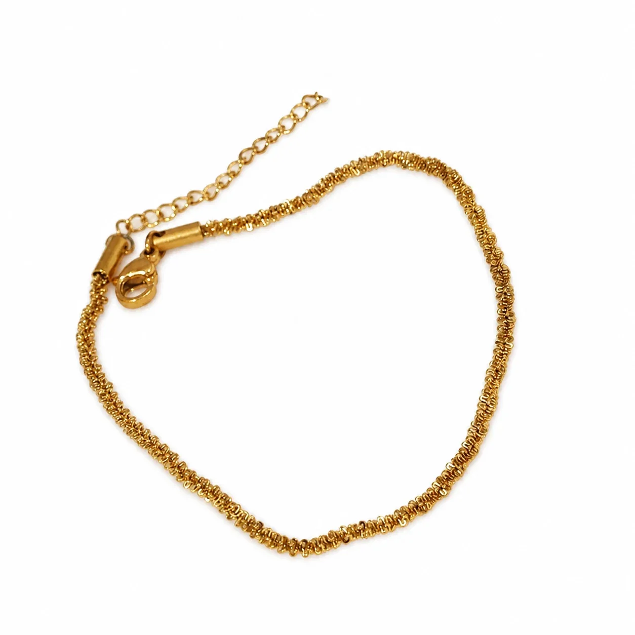 Textured Gold Stainless Steel Coil Chain Bracelet