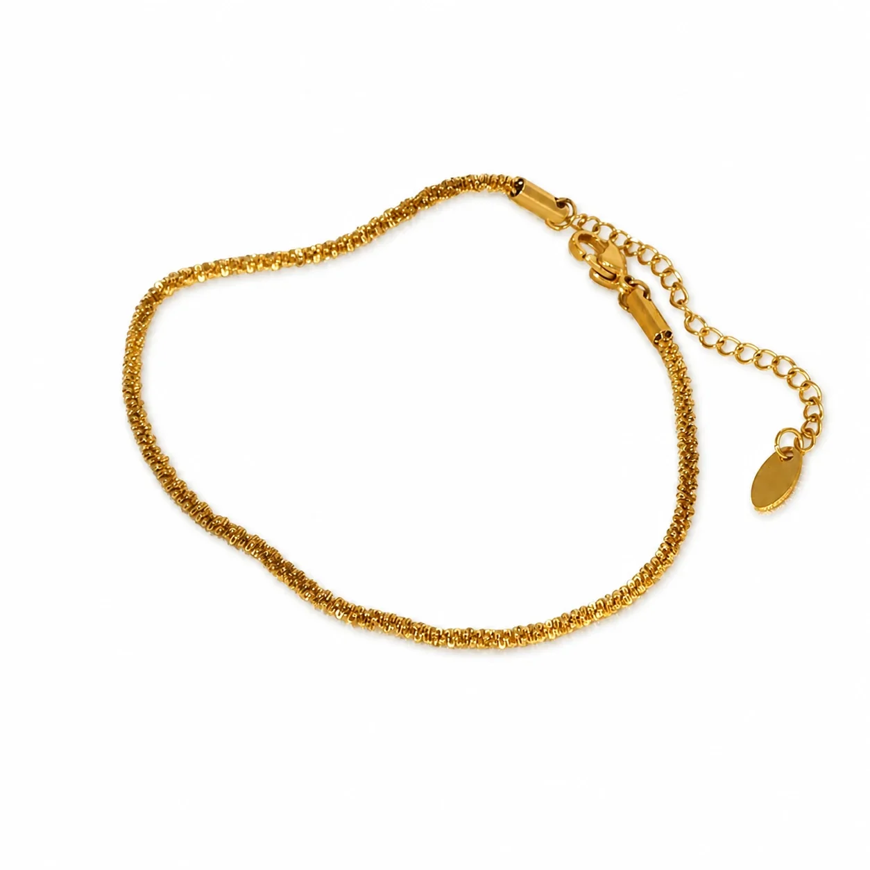 Textured Gold Stainless Steel Coil Chain Bracelet