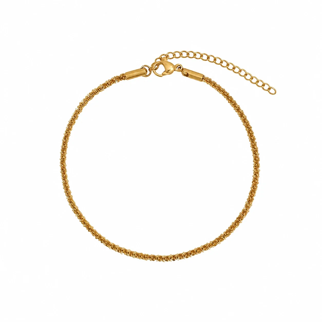 Textured Gold Stainless Steel Coil Chain Bracelet