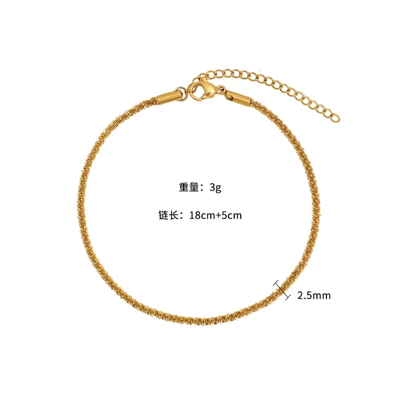 Textured Gold Stainless Steel Coil Chain Bracelet - Gold
