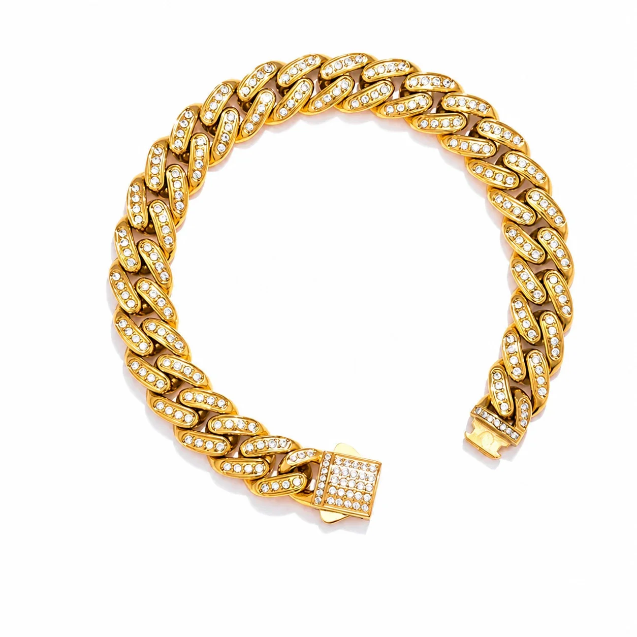 Pavé 316 Stainless Steel Cuban Link Chain Bracelet