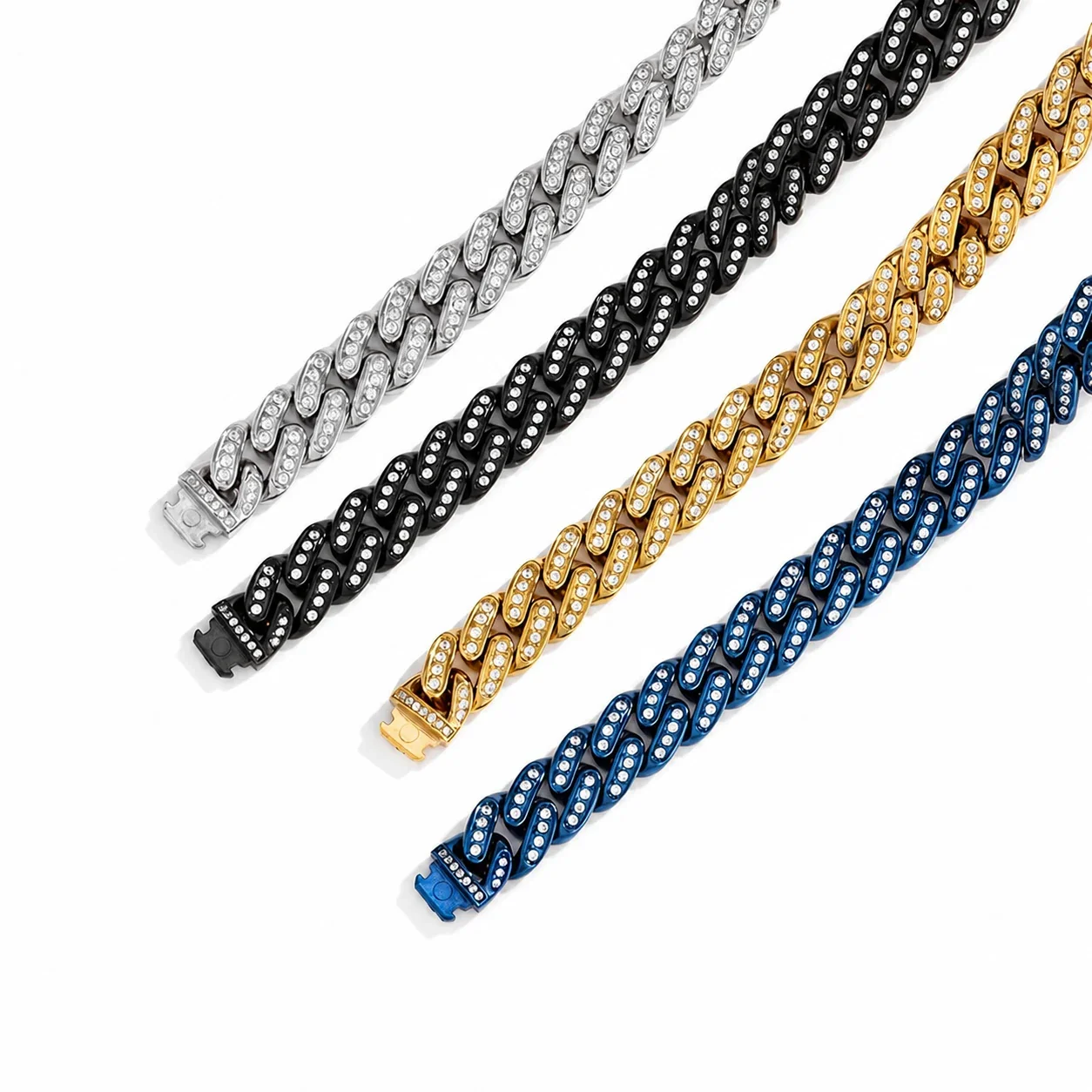 Pavé 316 Stainless Steel Cuban Link Chain Bracelet