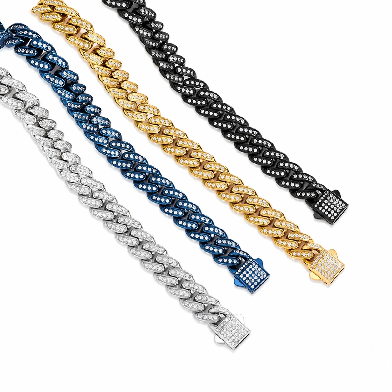 Pavé 316 Stainless Steel Cuban Link Chain Bracelet