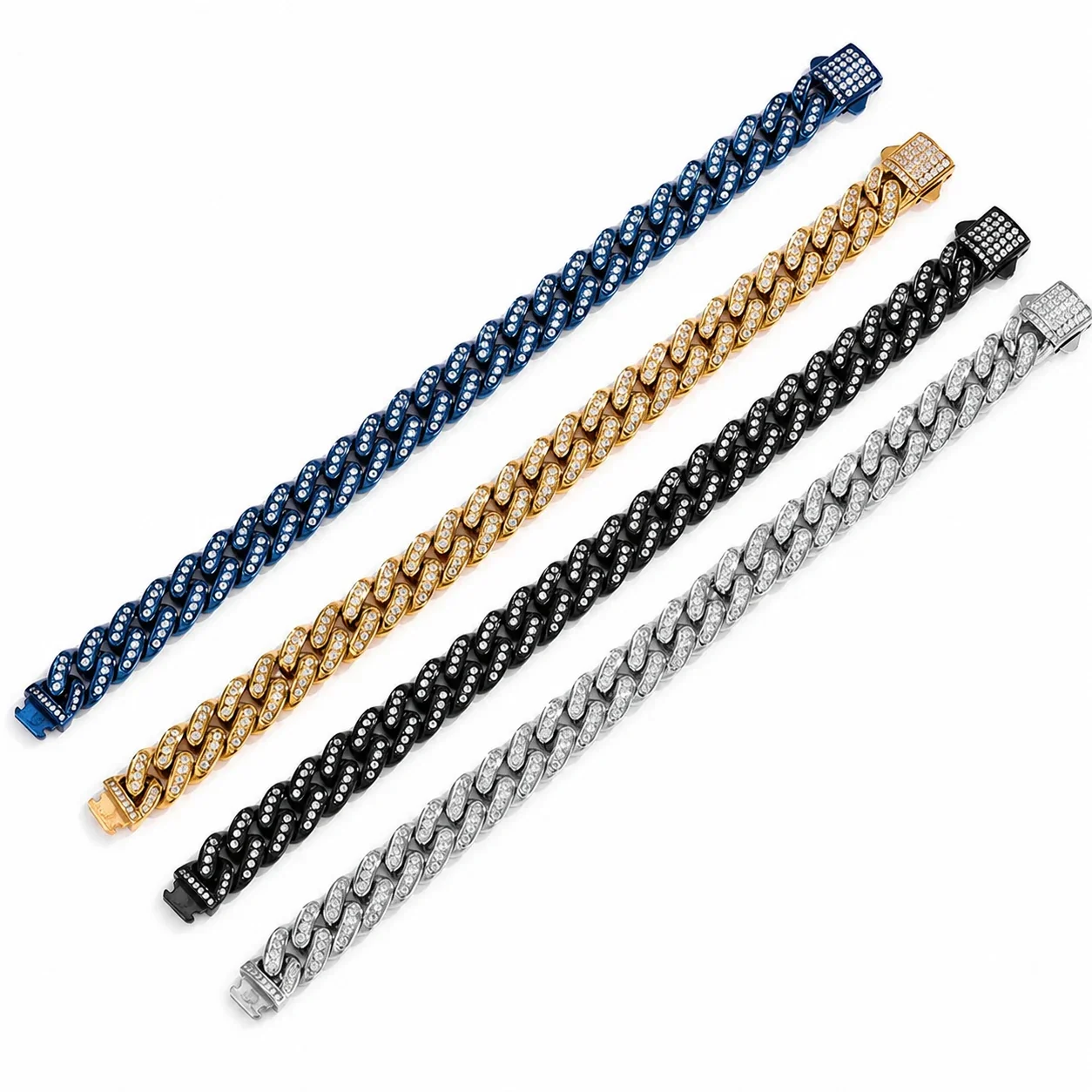 Pavé 316 Stainless Steel Cuban Link Chain Bracelet