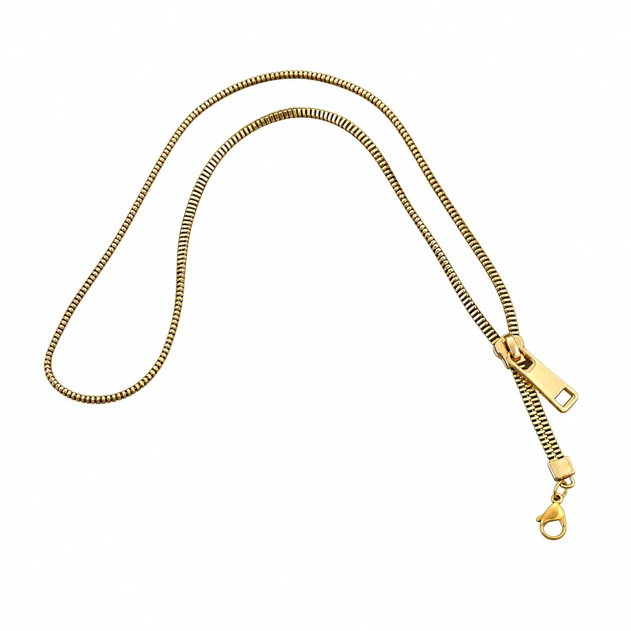 Foto del producto: Collar de cadena de cremallera con tirador, acero inoxidable chapado en oro