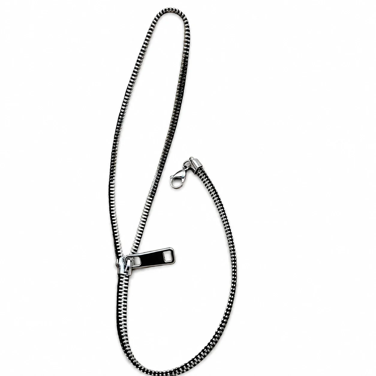 Foto del producto: Collar de cadena de cremallera con tirador, acero inoxidable chapado en oro