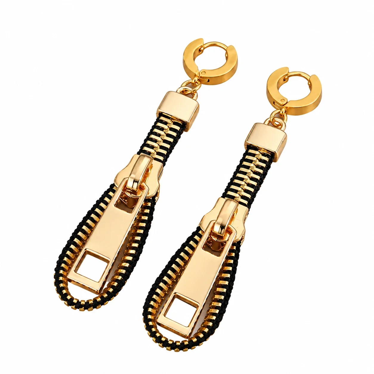 Foto del producto: Collar de cadena de cremallera con tirador, acero inoxidable chapado en oro