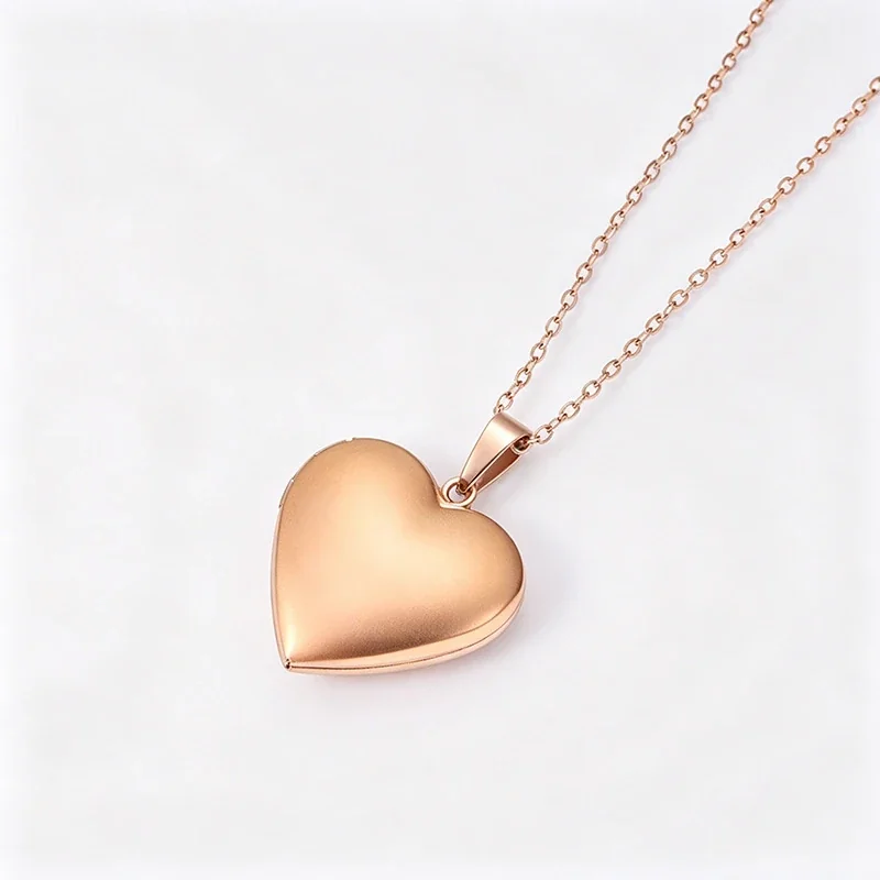 Necklace with Blank Heart Locket, Stainless Steel