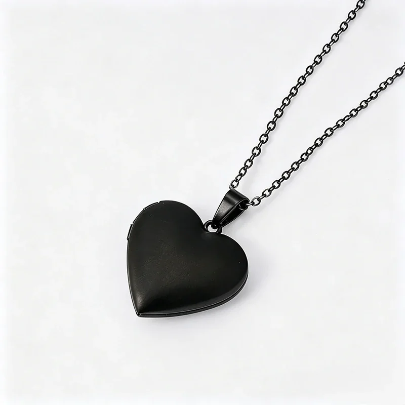 Necklace with Blank Heart Locket, Stainless Steel