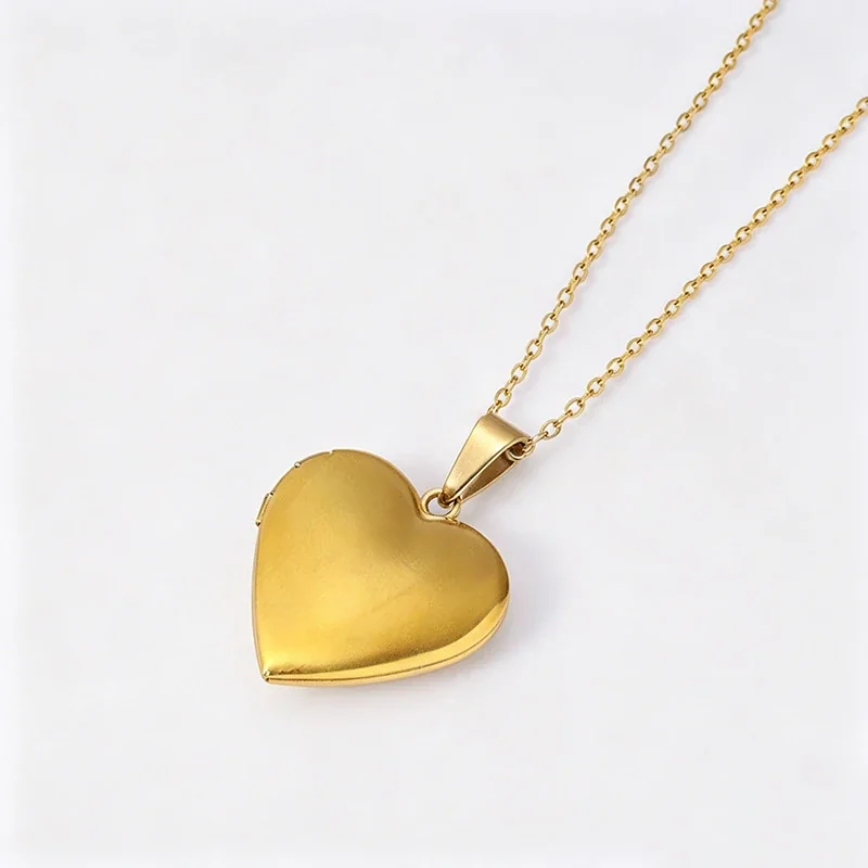 Necklace with Blank Heart Locket, Stainless Steel