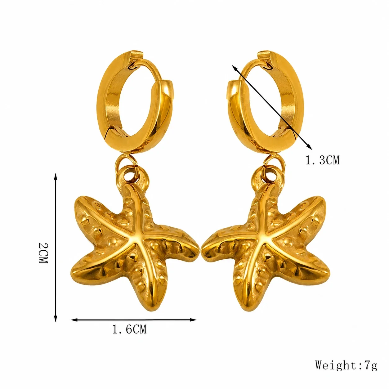 Coastal Gold-Tone Stainless Steel Huggie Drop Earrings - Gold Turtle