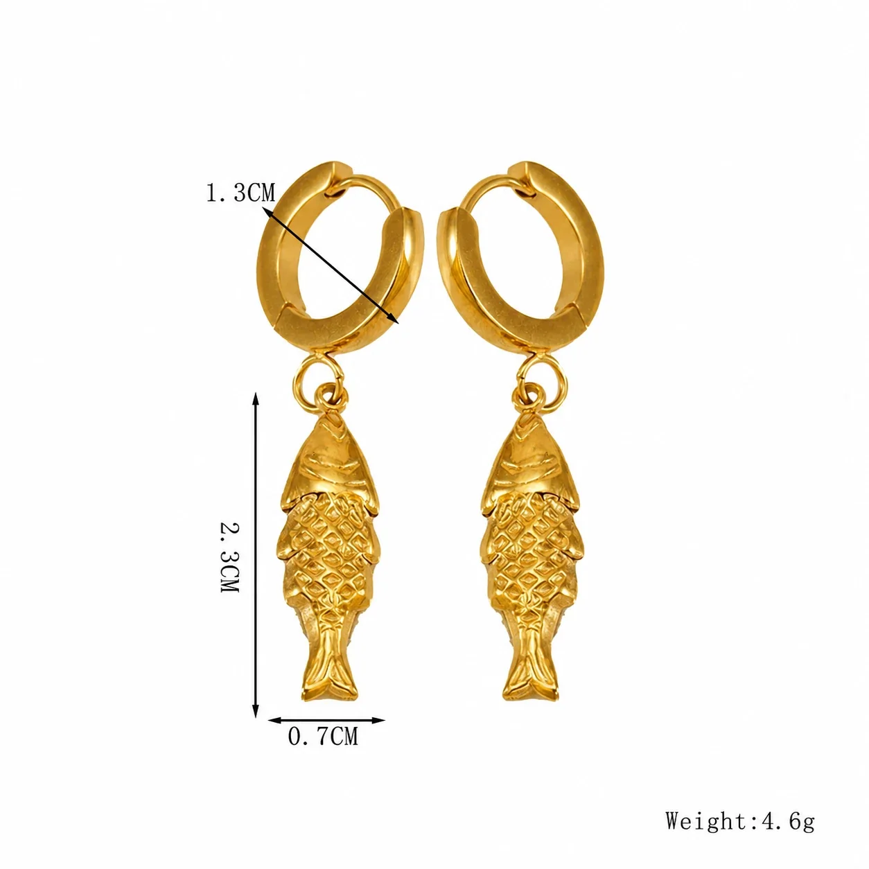 Coastal Gold-Tone Stainless Steel Huggie Drop Earrings - Gold Clam Shell