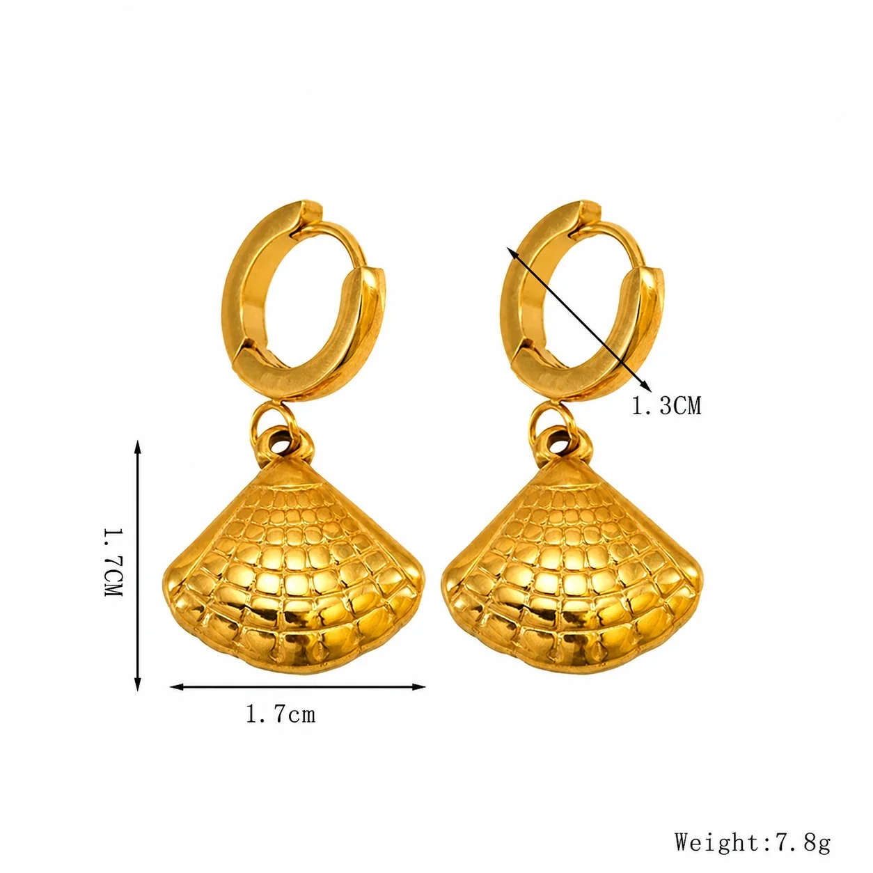 Coastal Gold-Tone Stainless Steel Huggie Drop Earrings - Gold Dolphin