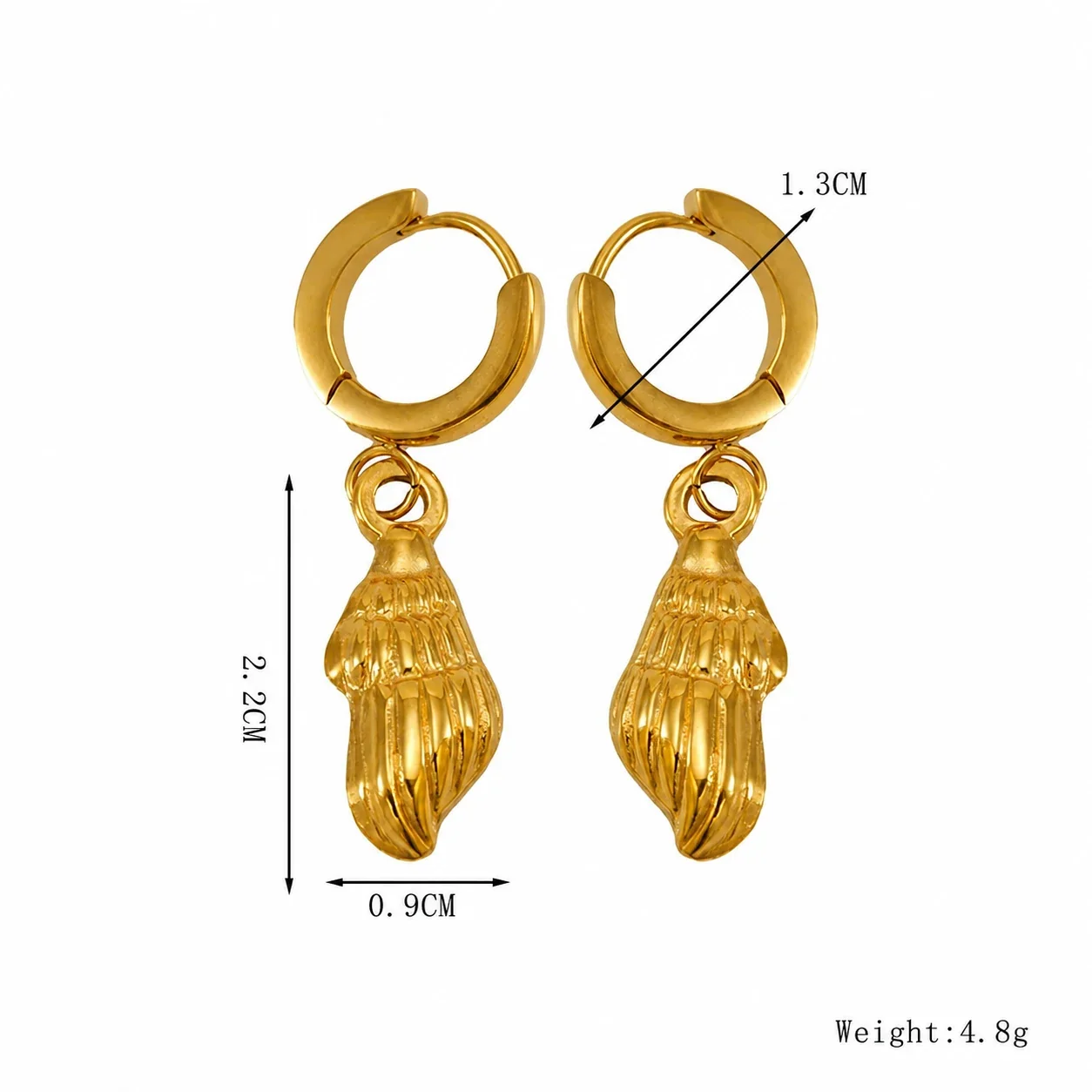 Coastal Gold-Tone Stainless Steel Huggie Drop Earrings - Gold Crab
