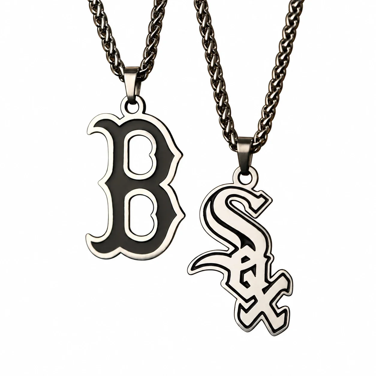 Gothic Letter Pendant Necklace with Wheat Chain, Stainless Steel