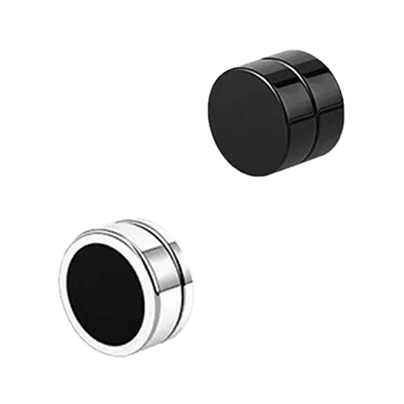 Edgy Stainless Steel Magnetic Clip-On Earrings Set