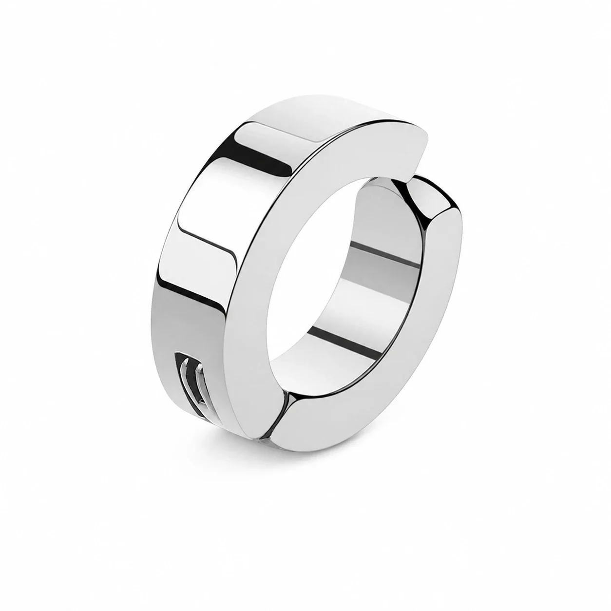 Edgy Stainless Steel Magnetic Clip-On Earrings Set - Silver No-Piercing Clip-On Single