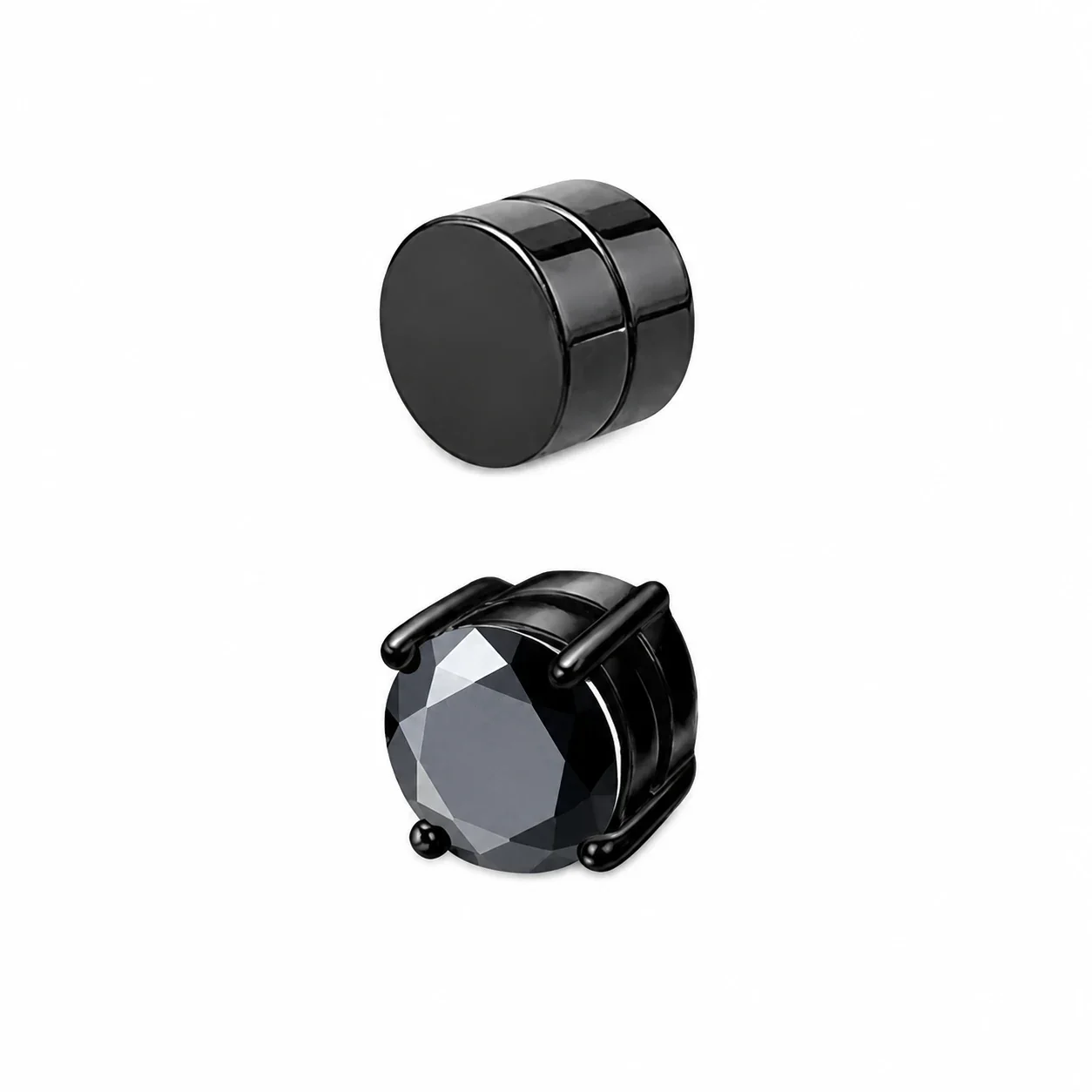 Edgy Stainless Steel Magnetic Clip-On Earrings Set - Piece No-Piercing C+G