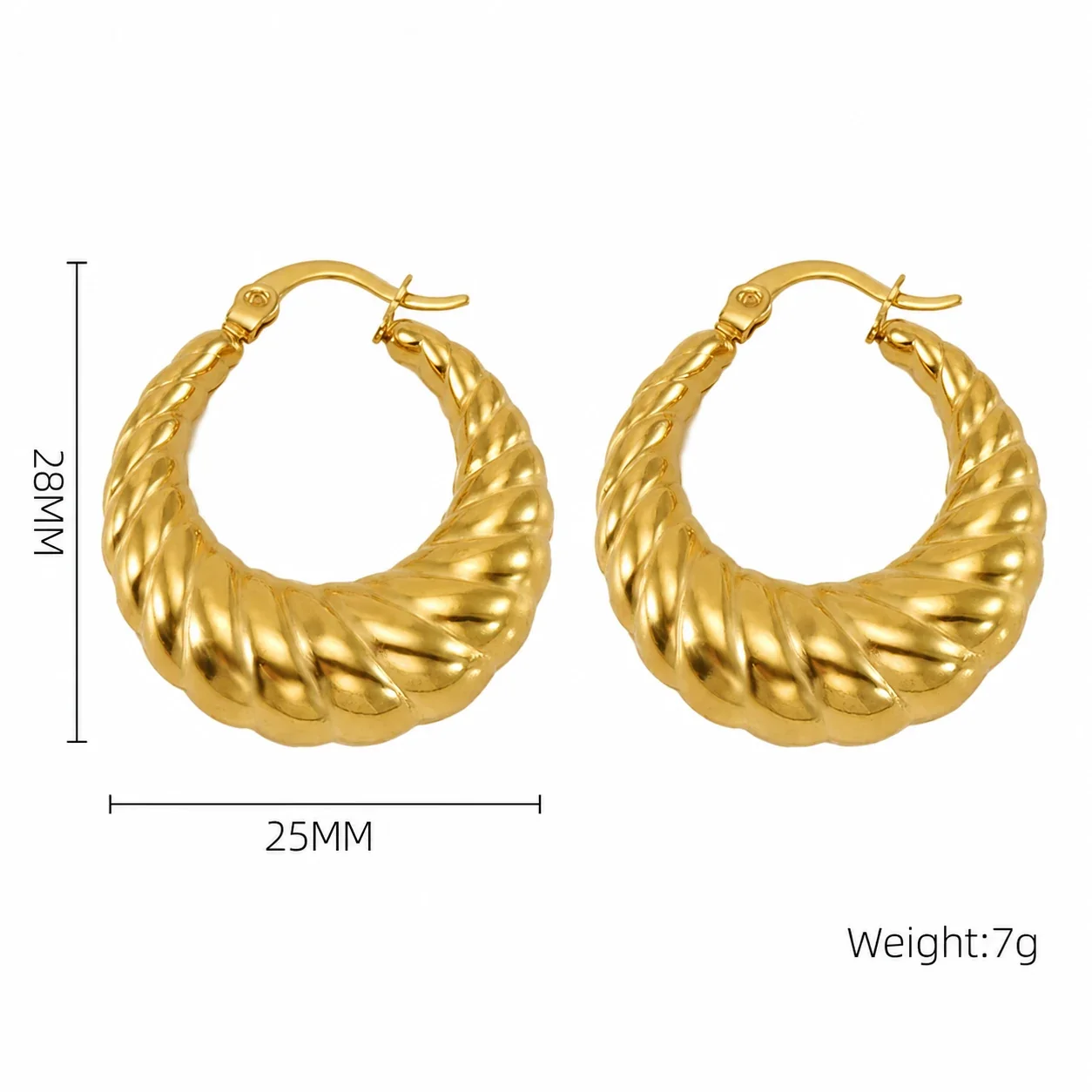 Bold 18K Gold-Plated Dome U-Shaped Hoop Earrings - Gold U-Shaped Dome